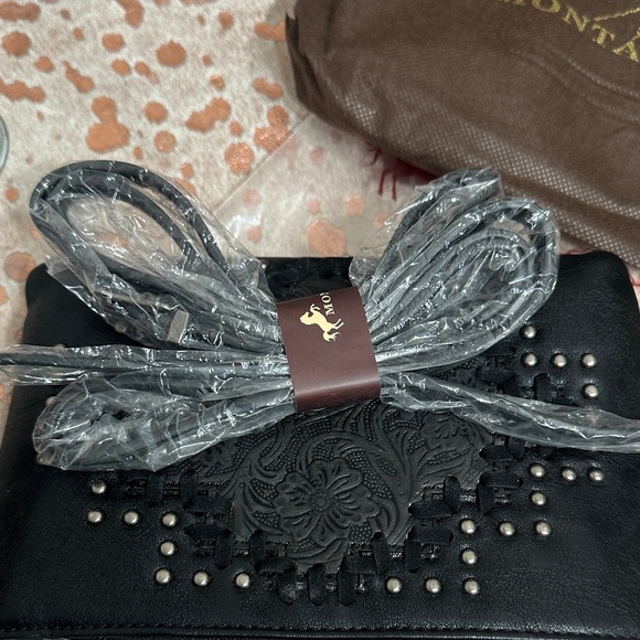 NWT Montana West Black Clutch with Studded Design - Picture 4 of 6
